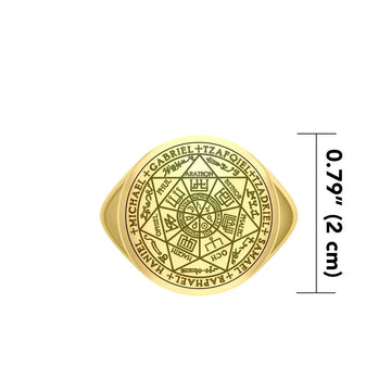 Seven Archangels Seals Silver with Gold Vermeil Plate Signet Men Ring VRI1990
